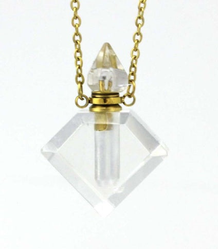 Natural Crystal Diamond Perfume Bottle Aromatherapy Bottle Necklace Pendant