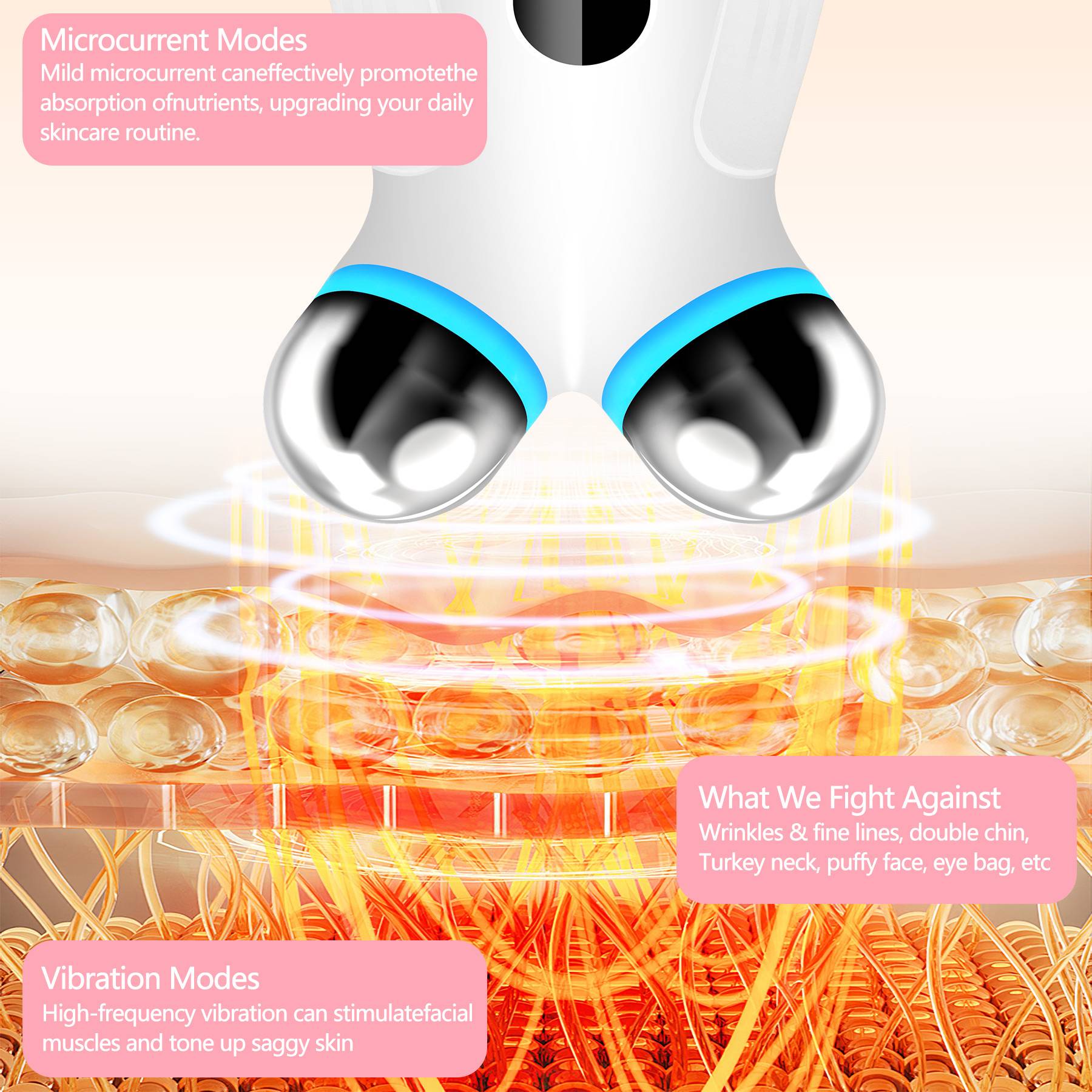 Anti Aging And Wrinkles Microcurrent Facial Device, Boost Skin Care Absorption