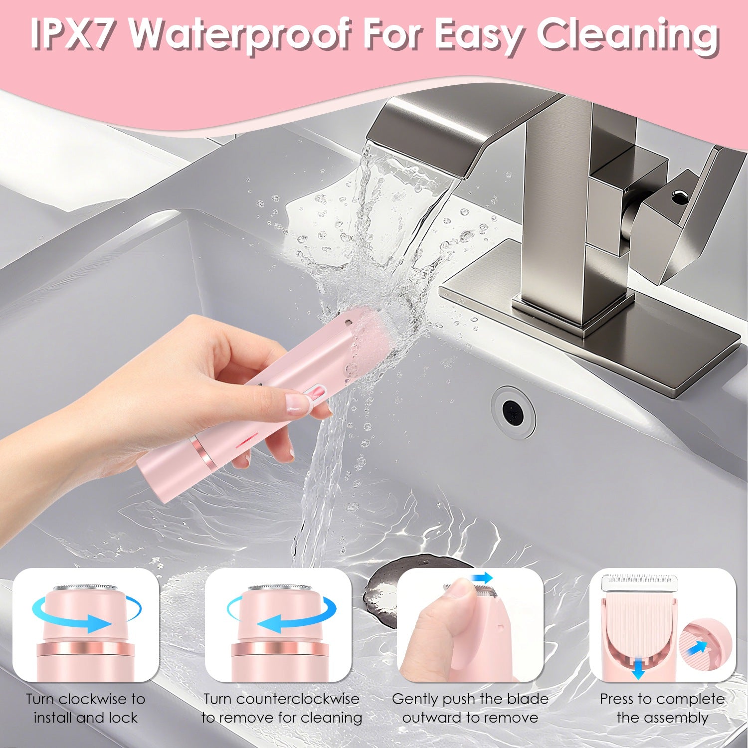 1Pc 2 In 1 Bikini Trimmer For Women Dual Head Cordless Body Shaver IPX7