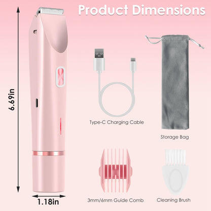 1Pc 2 In 1 Bikini Trimmer For Women Dual Head Cordless Body Shaver IPX7
