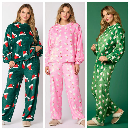 2024 Casual Flannel Pajama Sets For Women 2 Piece Cute