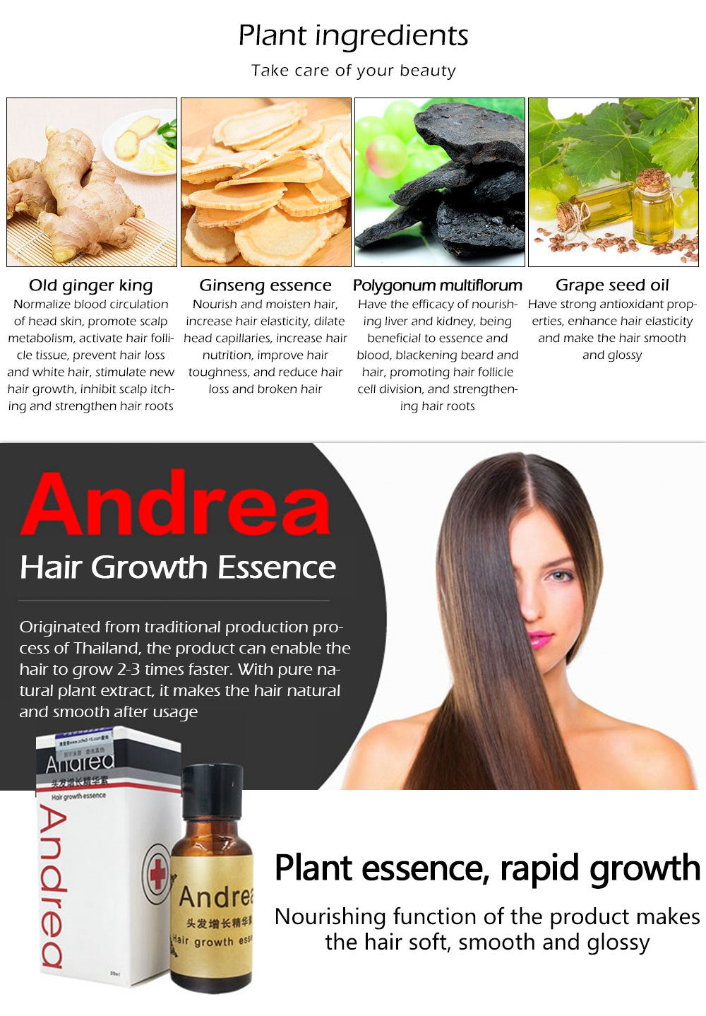 Hair Growth Anti Hair Loss Liquid 20ml Dense Hair Andrea