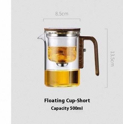 One Click Magnetic Teapot Separation Filtration Glass Tea Pot Wood Handle Tea Water Separation