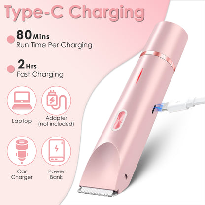 1Pc 2 In 1 Bikini Trimmer For Women Dual Head Cordless Body Shaver IPX7