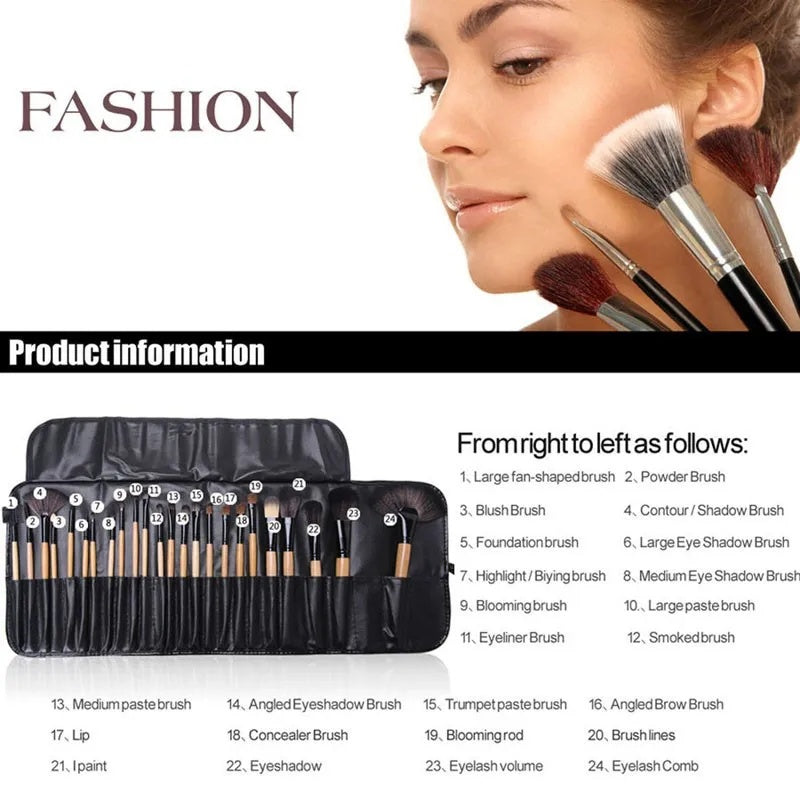 Gift Bag Of 24 Pcs Makeup Brush Sets Professional Cosmetics Brushes Eyebrow Powder Foundation