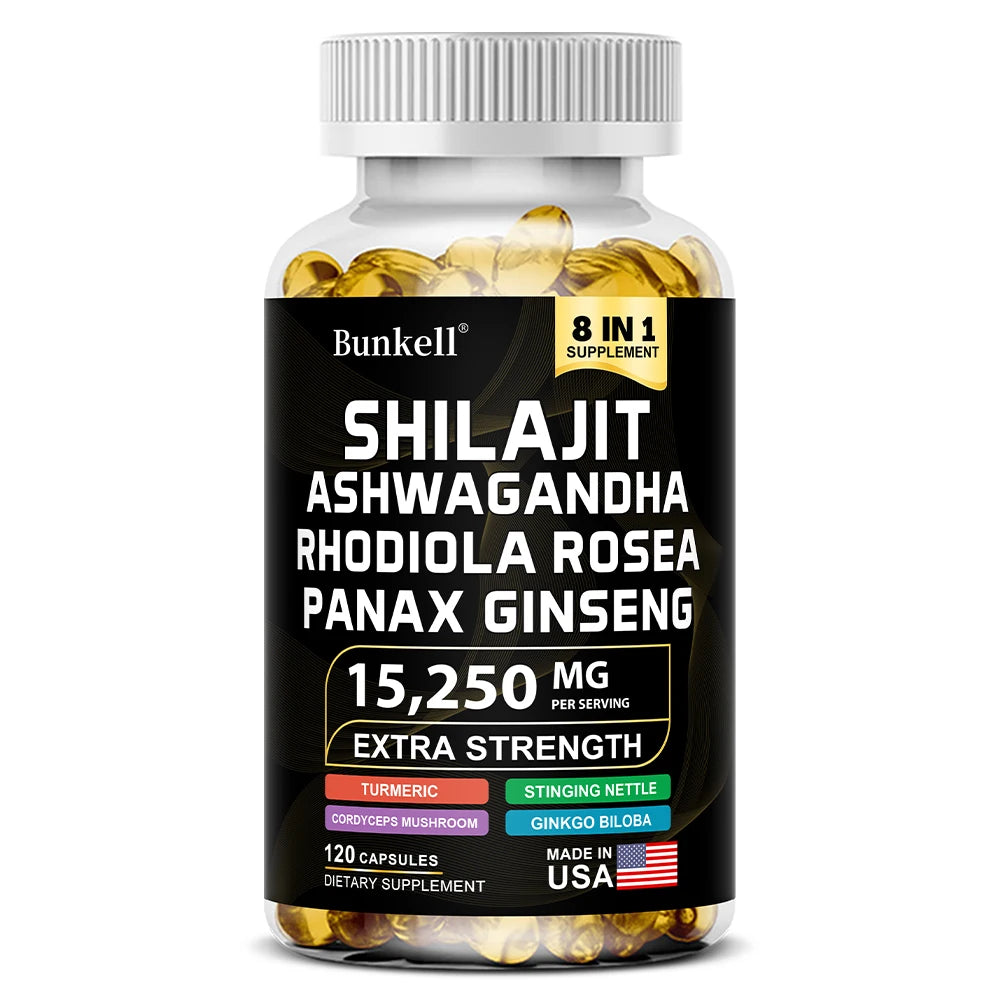 15250mg Shilajit Capsules with Ginseng Ashwagandha Turmeric