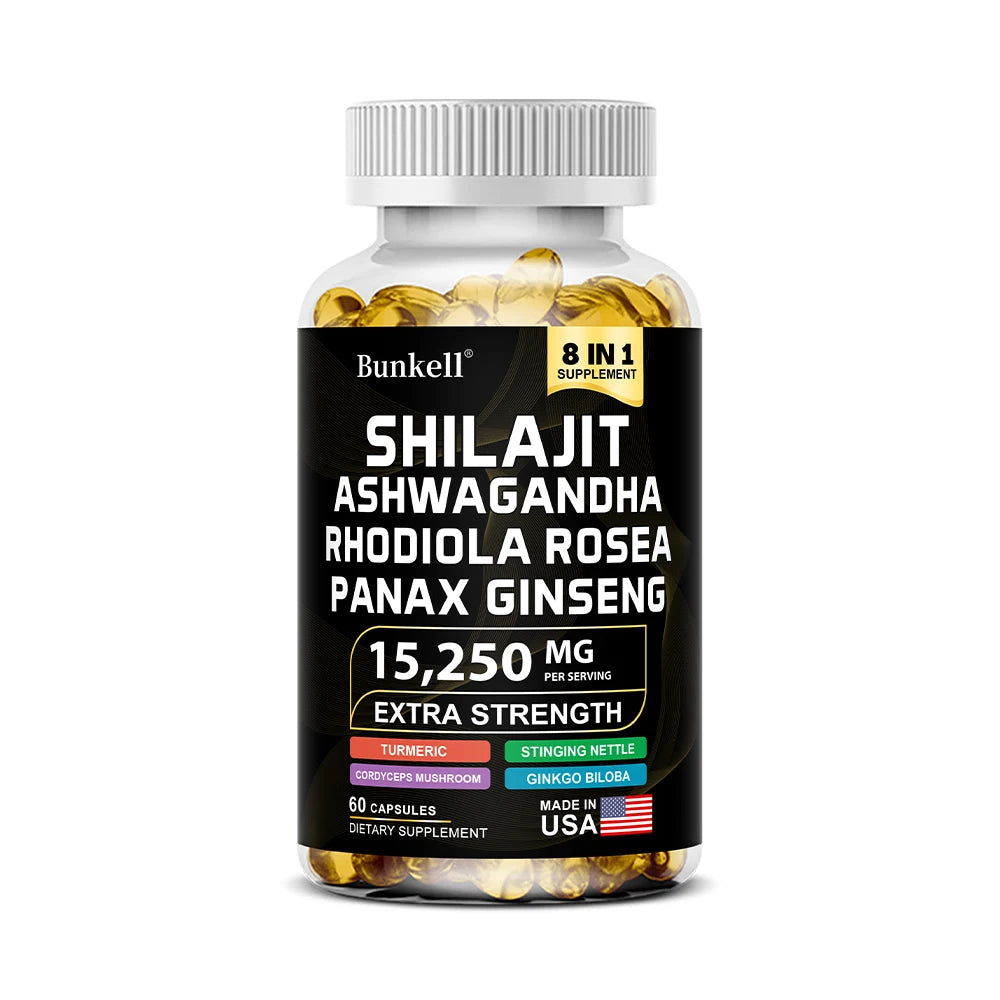 15250mg Shilajit Capsules with Ginseng Ashwagandha Turmeric